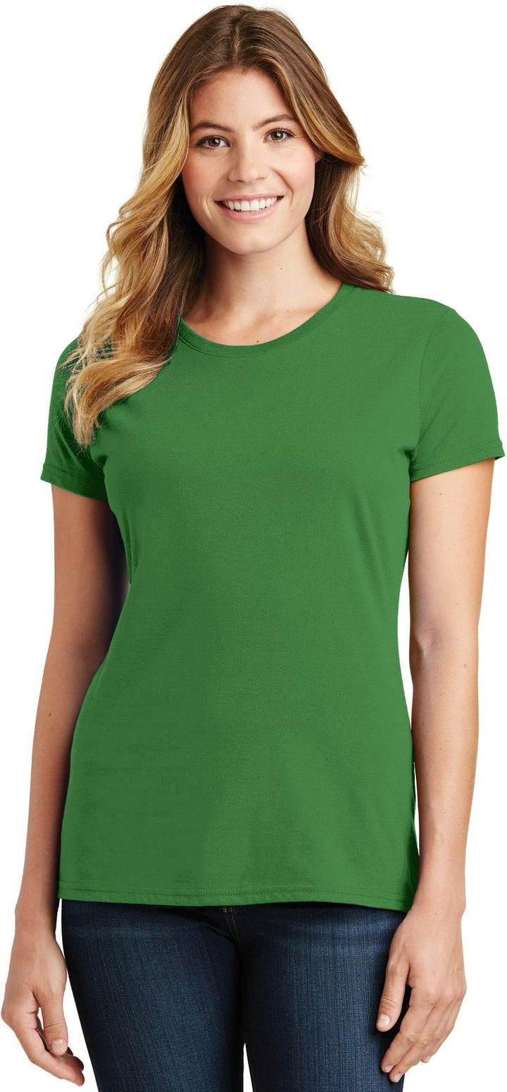 Front View of Kiwi Green Port & Co Women's Fan Favorite Tee. LPC450