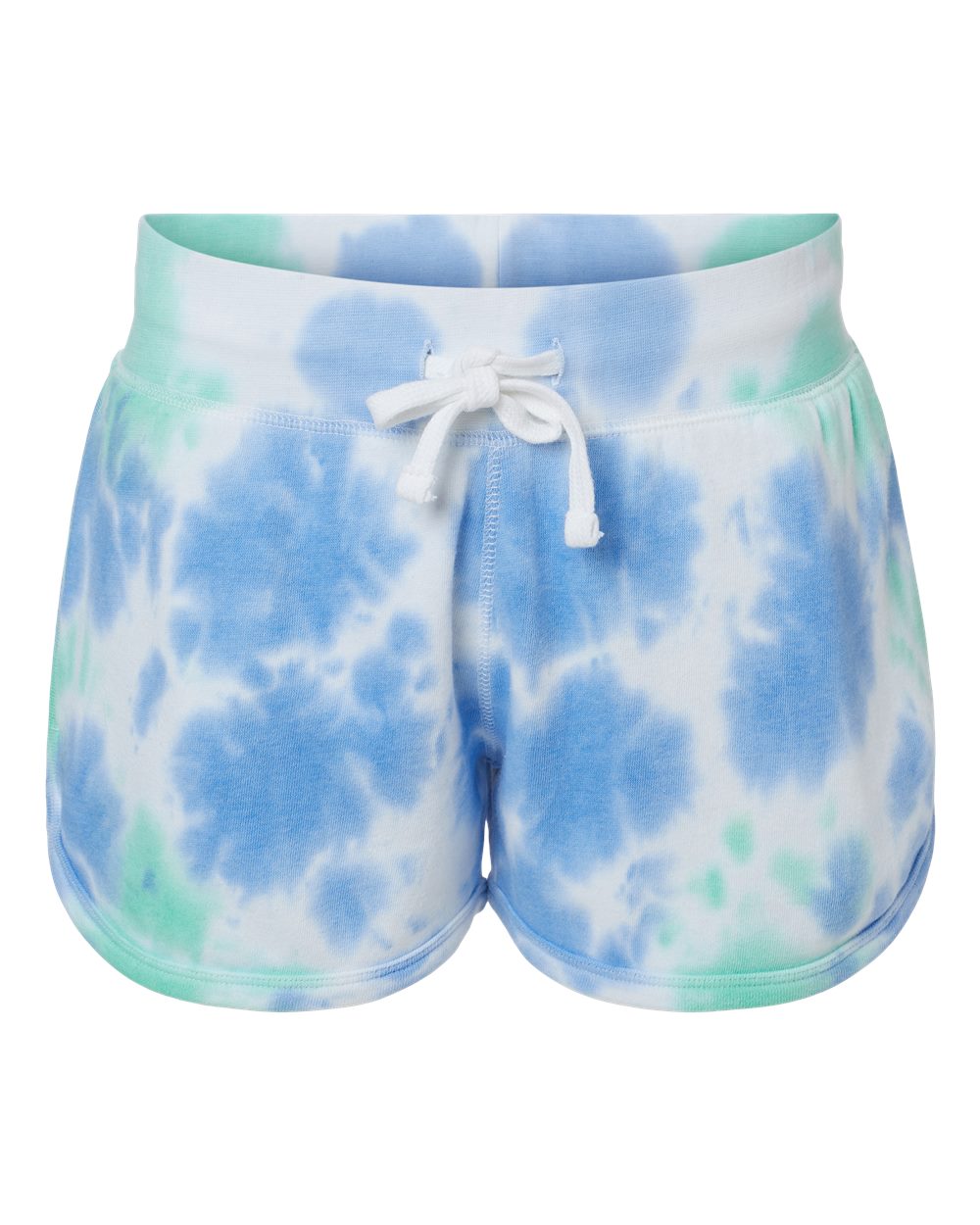 Front View of Lagoon Tie Dye Women's Fleece Shorts - 8856
