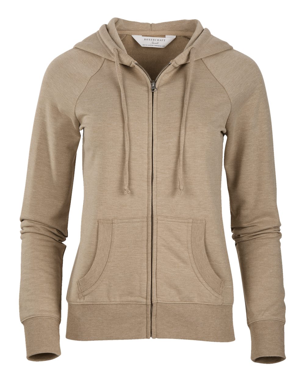 Front View of Latte Heather Women's Dream Fleece Full-Zip Hooded Sweatshirt - BW5201