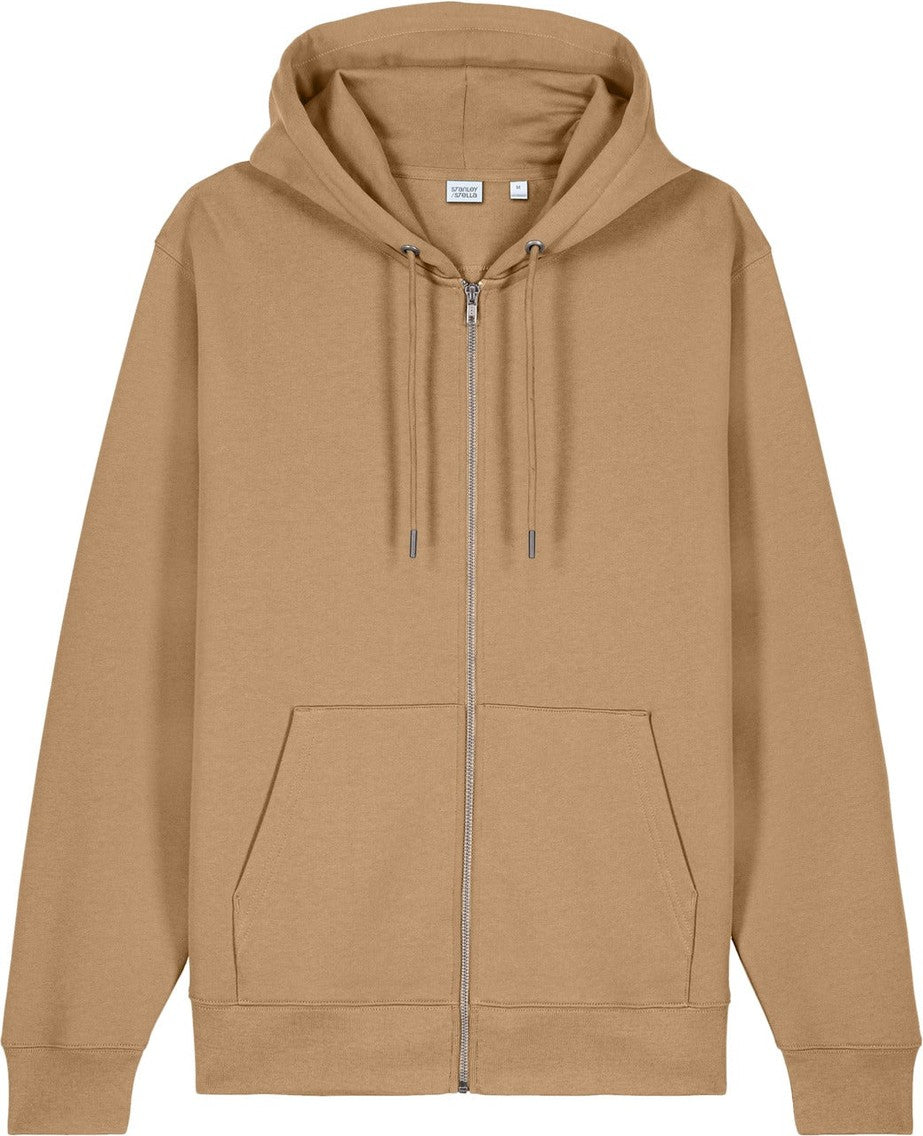 Front View of Latte Stanley/Stella Unisex Cultivator 2.0 Full-Zip Hooded Sweatshirt SXU005