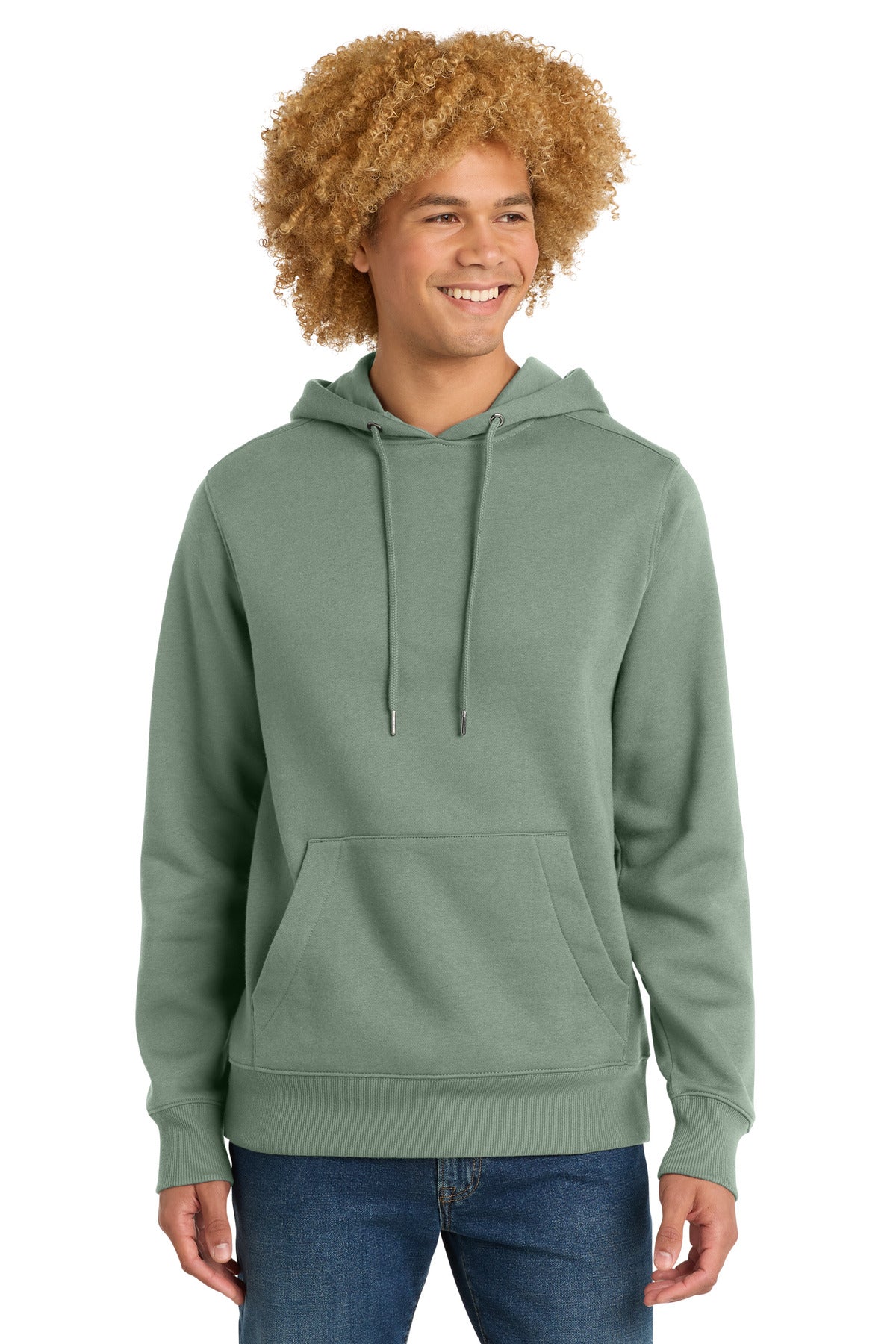 Front View of LaurelGrn District Perfect Weight Fleece Hoodie DT1101