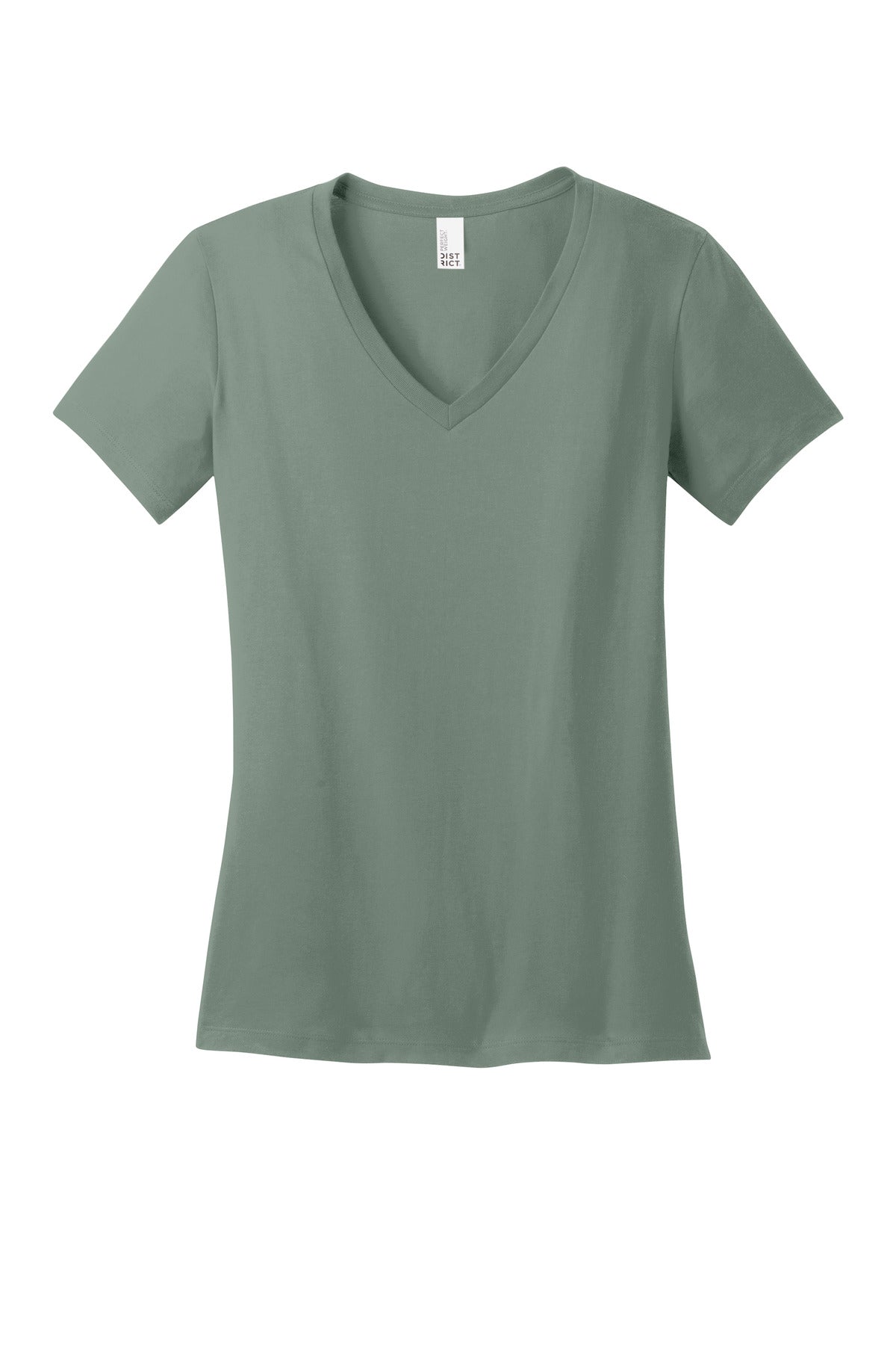 Front View of LaurelGrn District - Women's Perfect Weight V-Neck Tee. DM1170L