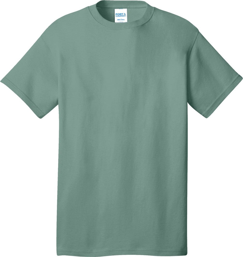 Front View of LaurelGrn Port & Co Core Cotton Tee. PC54