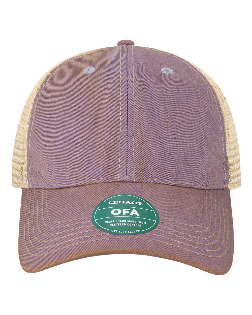 Front View of Lavender/ Khaki Old Favorite Trucker Cap - OFA
