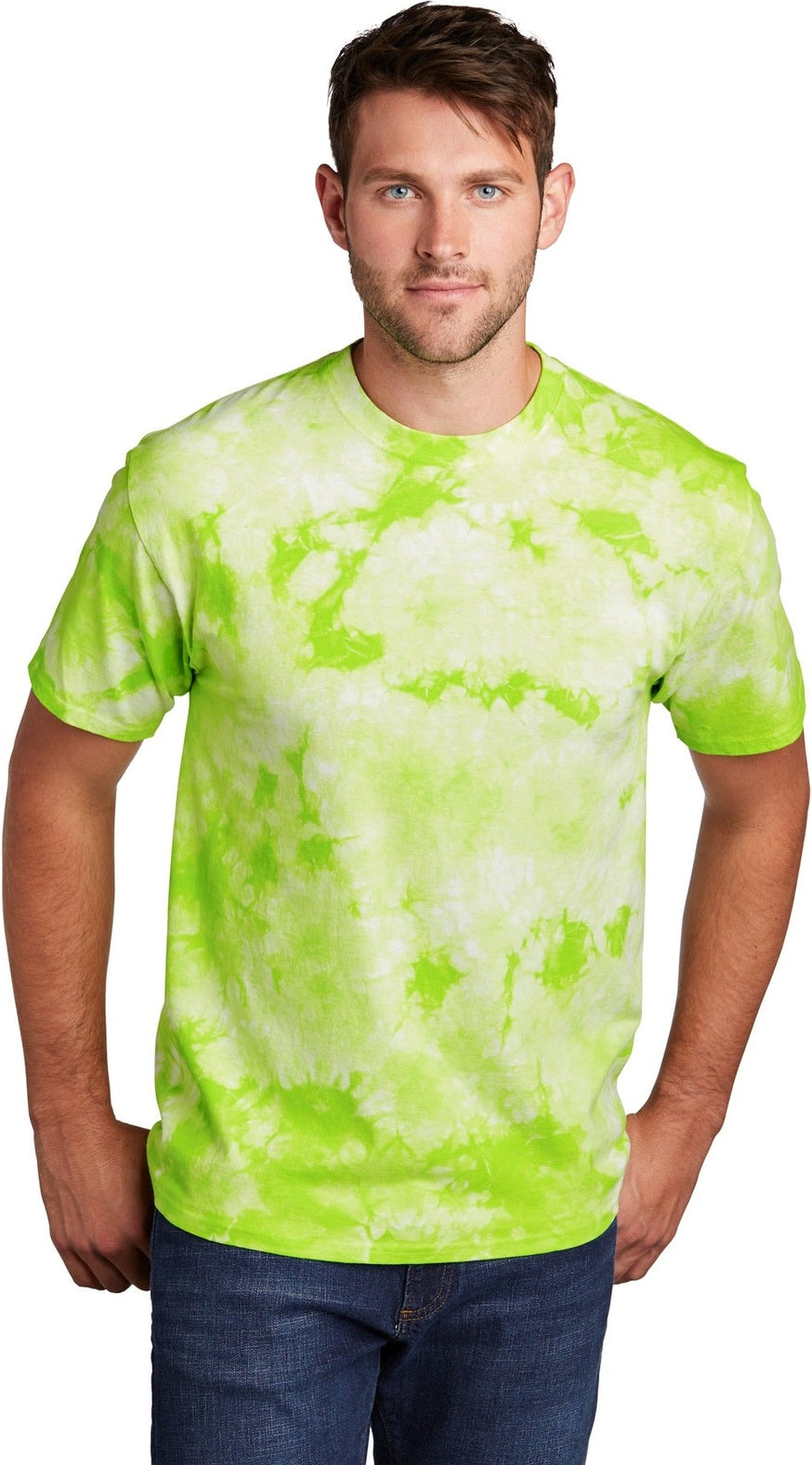 Front View of Lemon Lime Port & Co Crystal Tie-Dye Tee PC145