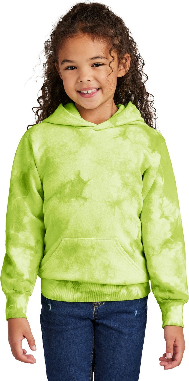 Front View of LemonLime Port & Co Youth Crystal Tie-Dye Pullover Hoodie PC144Y