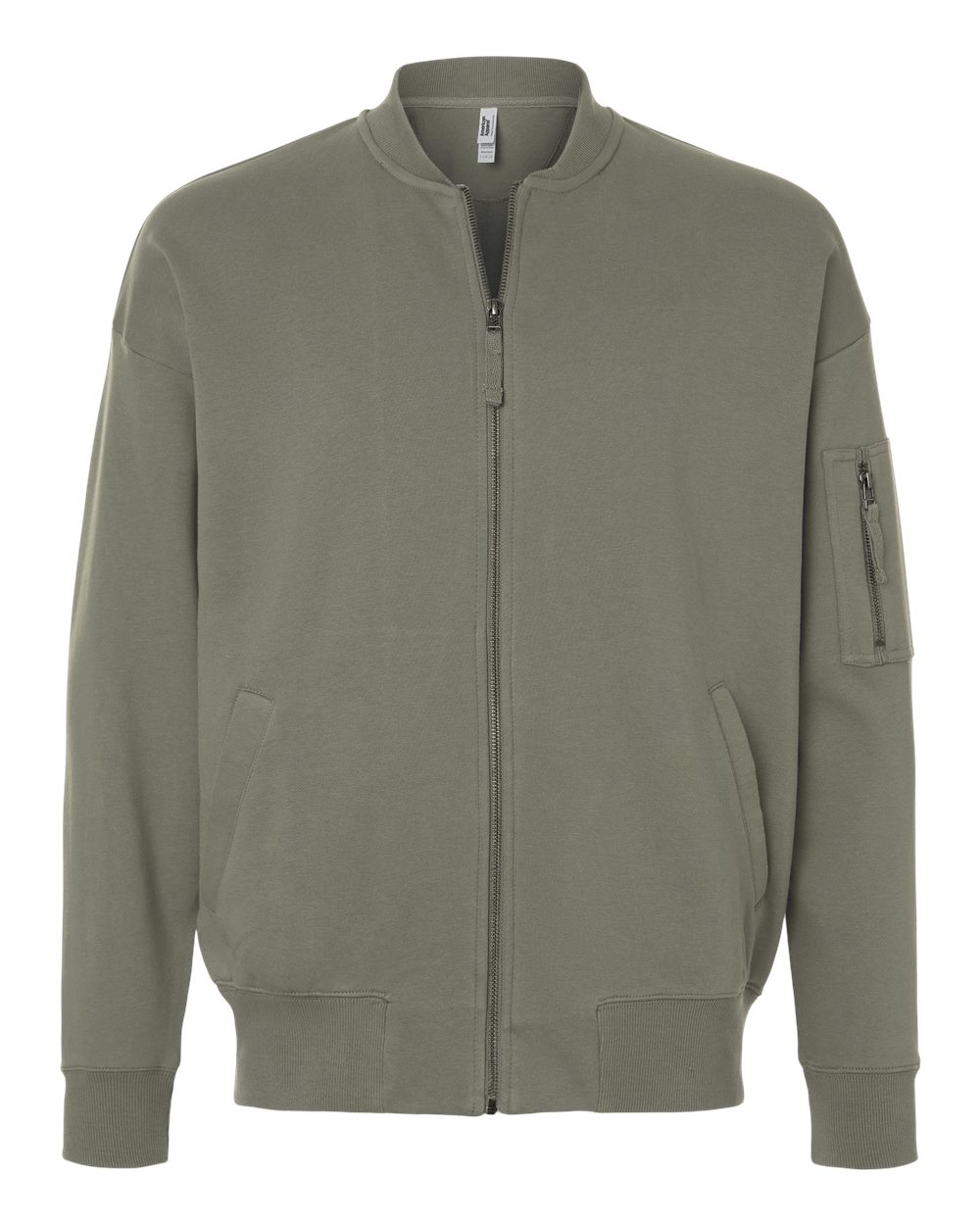 Front View of Lieutenant Unisex French Terry Bomber Jacket - FTJ77 plain