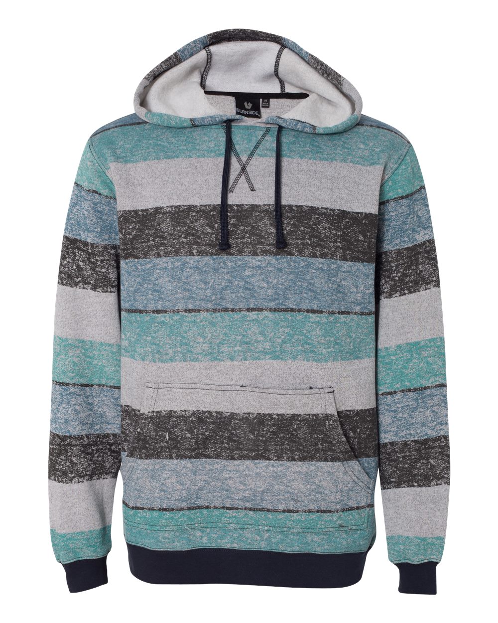 Light Blue/ Black Printed Stripes Fleece Sweatshirt - 8603