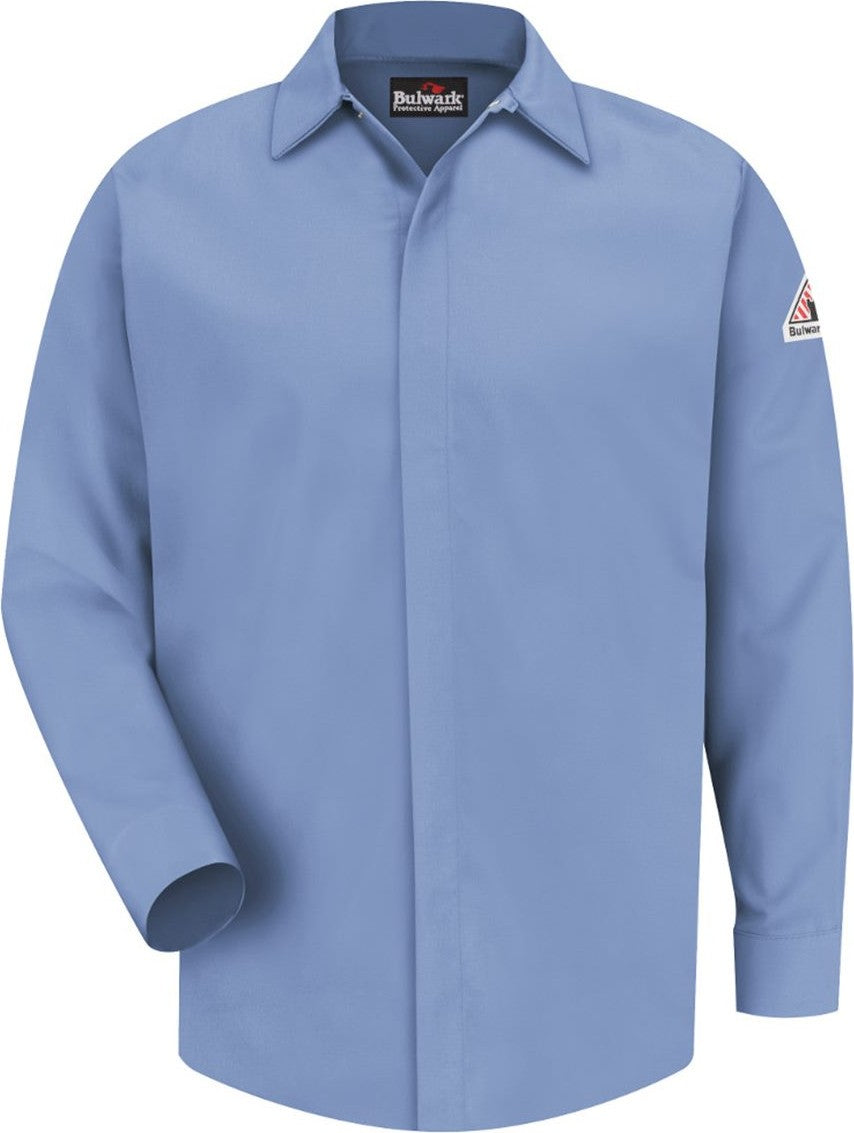 Front View of Light Blue Concealed-Gripper Pocketless Long Sleeve Shirt - CoolTouch® 2 - Tall Sizes - SMS2T