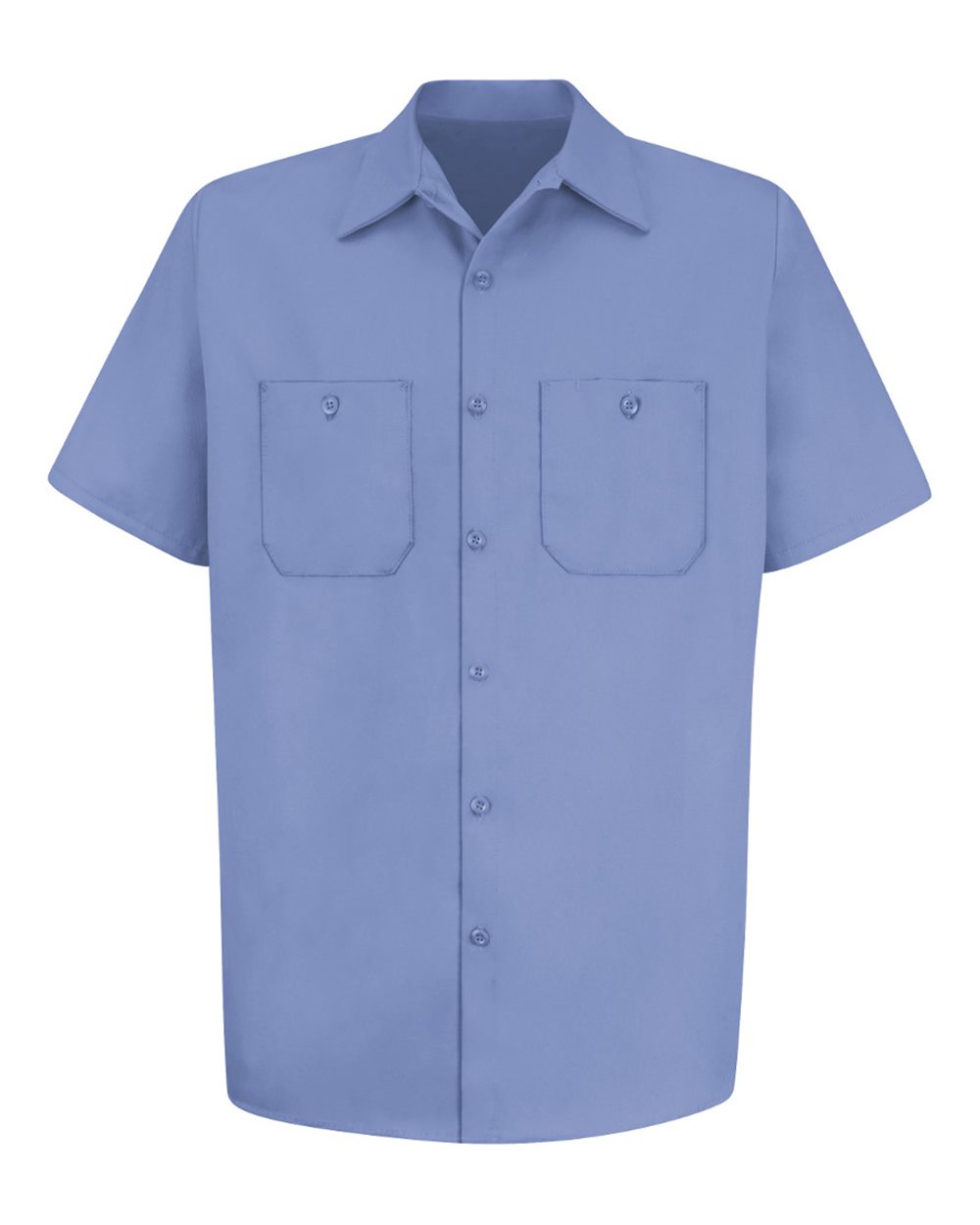 Front View of Light Blue Cotton Short Sleeve Uniform Shirt - Tall Sizes - SC40T
