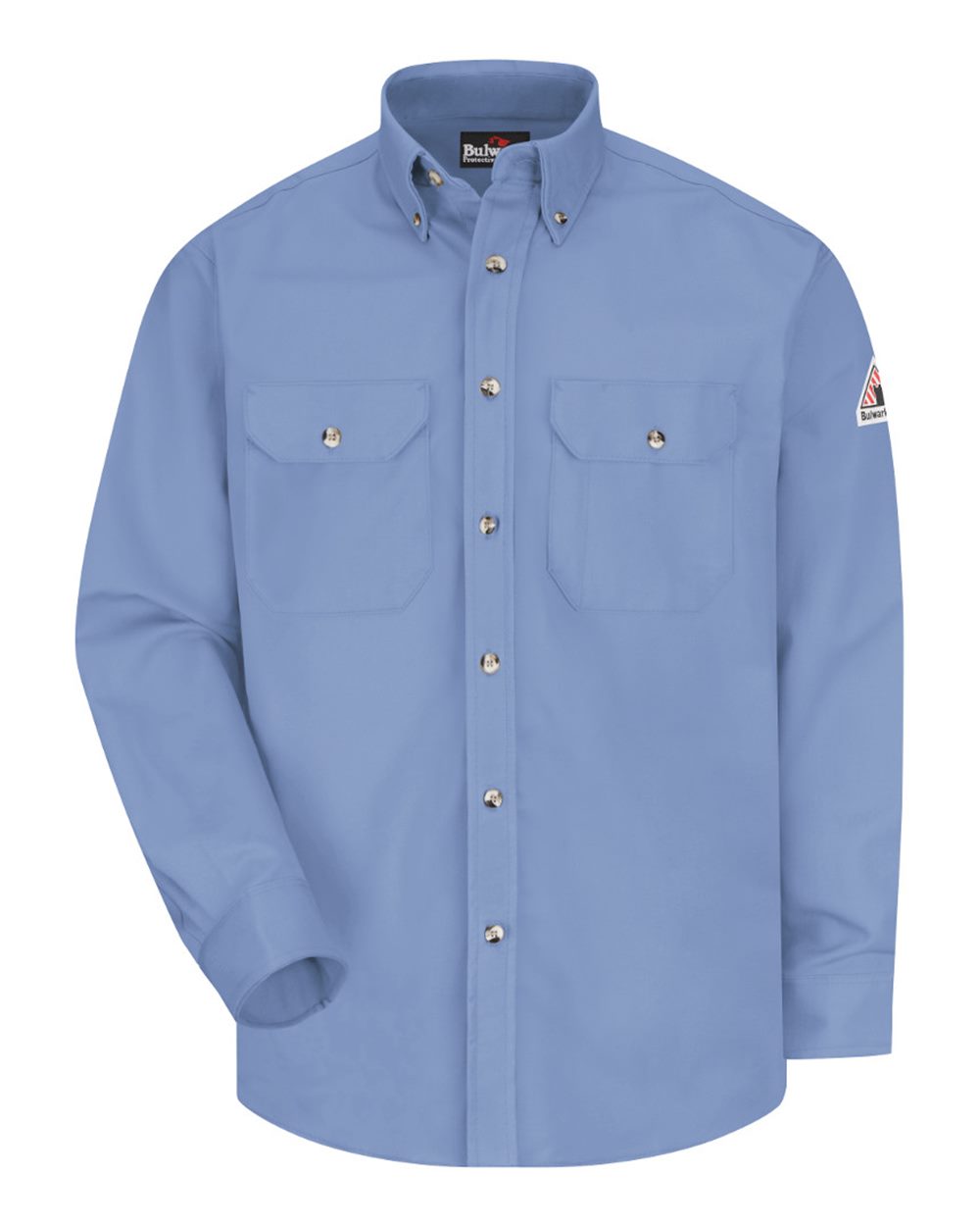 Front View of Light Blue Dress Uniform Shirt - Excel FR ComforTouch - 7 oz. - SLU2