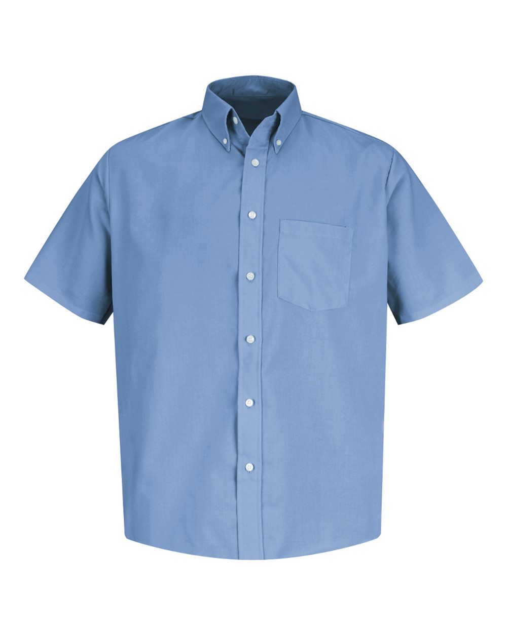Front View of Light Blue Easy Care Short Sleeve Dress Shirt - SS46