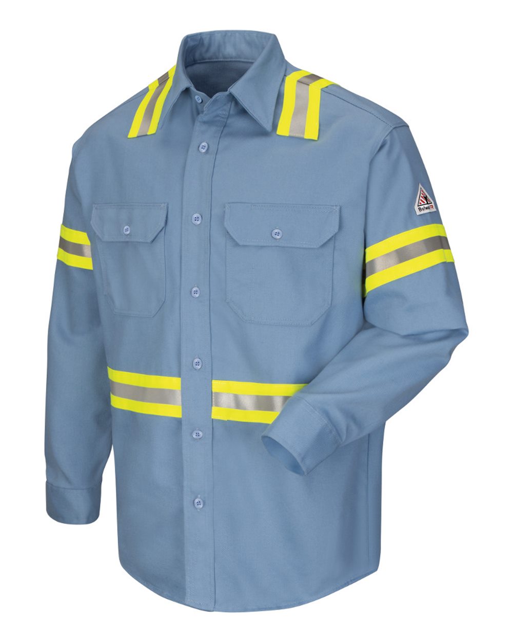 Front View of Light Blue Enhanced Visibility Uniform Shirt - SLDT