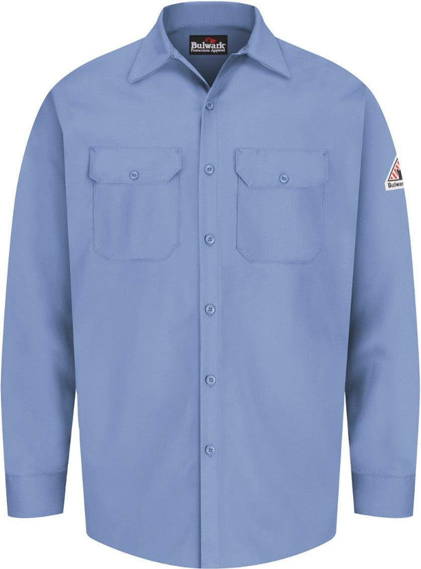 Front View of Light Blue Flame Resistant Excel Work Shirt - Tall Sizes - SEW2T