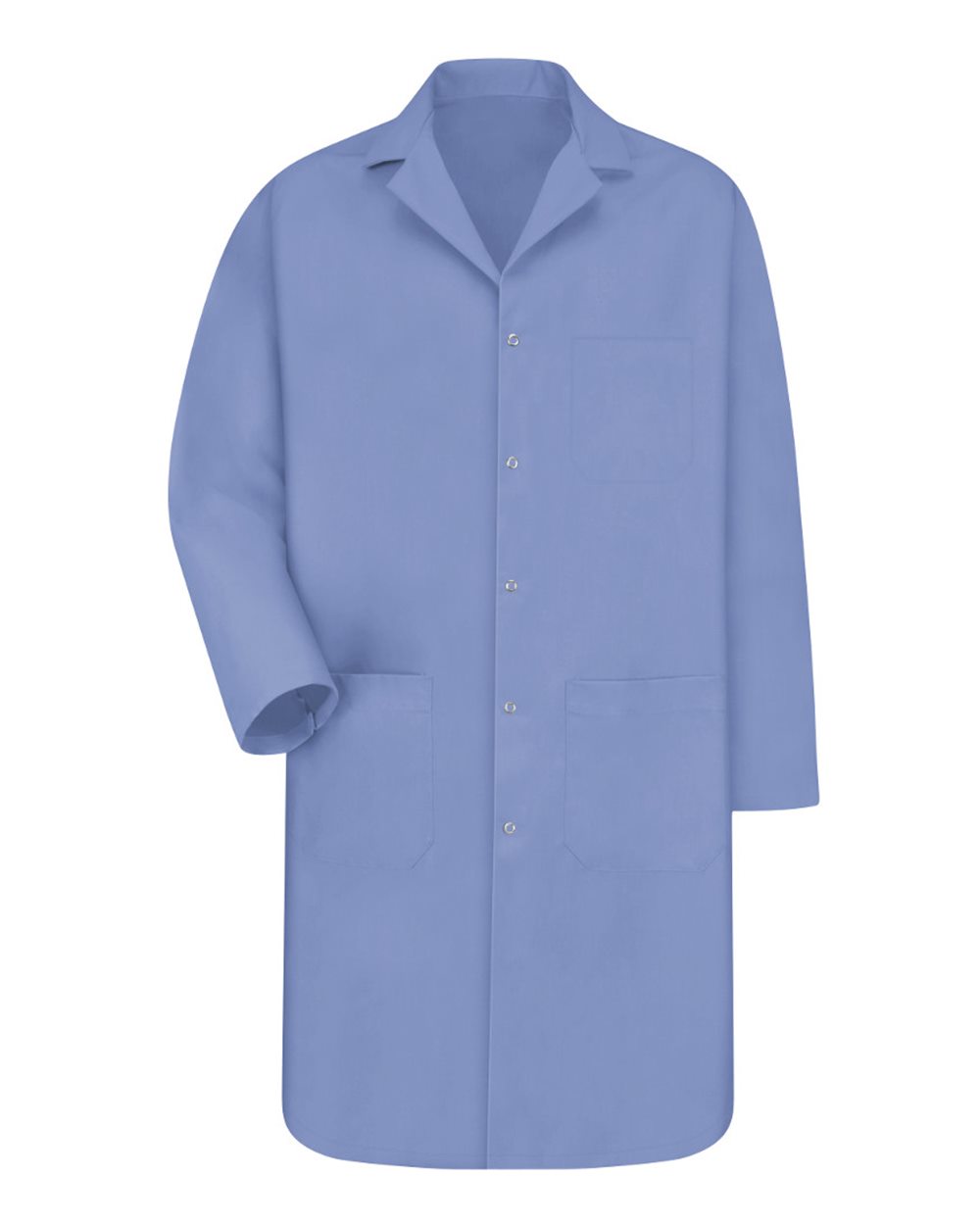 Front View of Light Blue Gripper Front Lab Coat - KP18