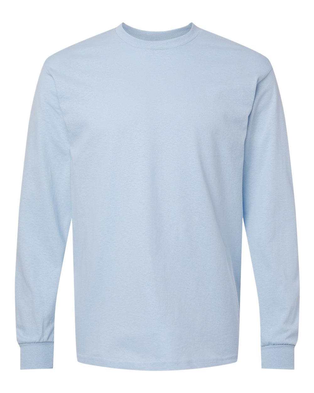 Front View of Light Blue Heavy Cotton™ Long Sleeve T-Shirt - 5400