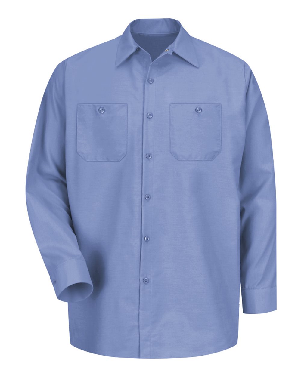 Front View of Light Blue Industrial Long Sleeve Work Shirt - Tall Sizes - SP14T