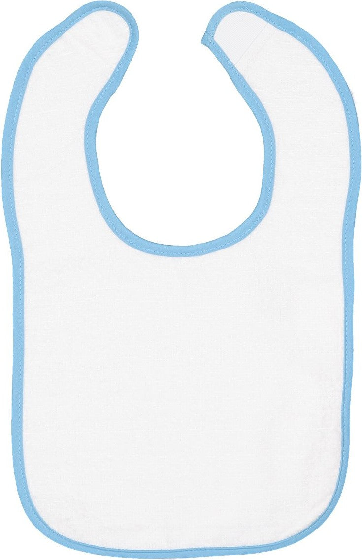Front View of Light Blue Infant Contrast Trim Terry Bib - 1003
