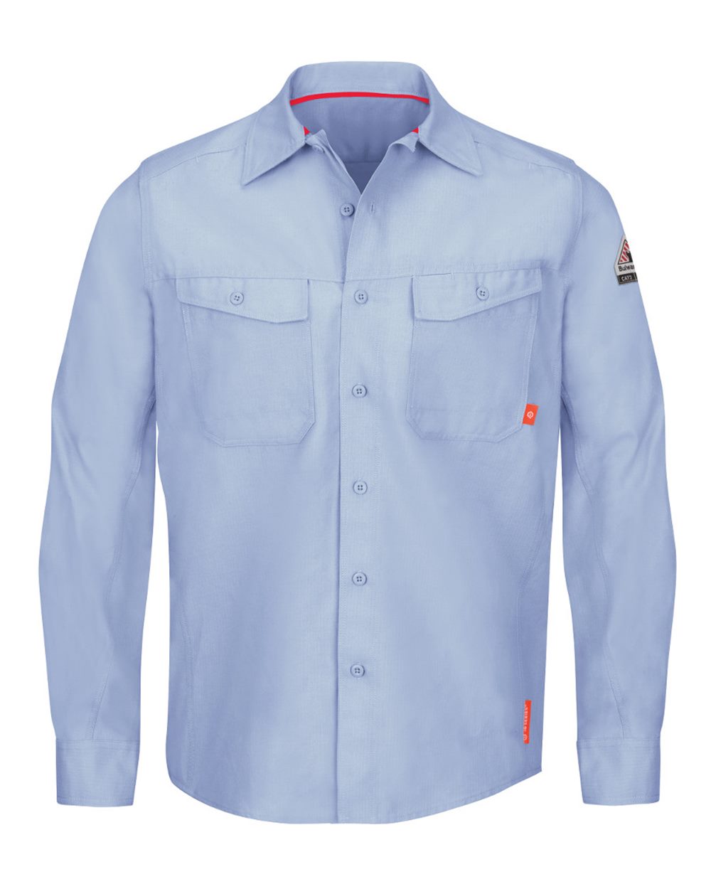 Front View of Light Blue iQ Series® Endurance Work Shirt - QS40 plain