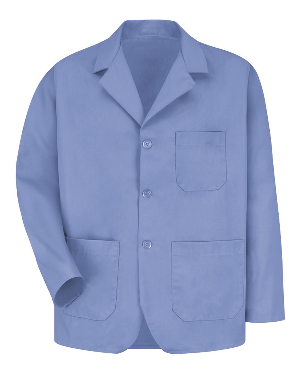 Front View of Light Blue Lapel Counter Coat - KP10