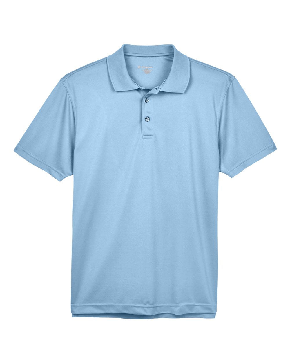 Front View of Light Blue Men's Polyester Jersey Polo - M315