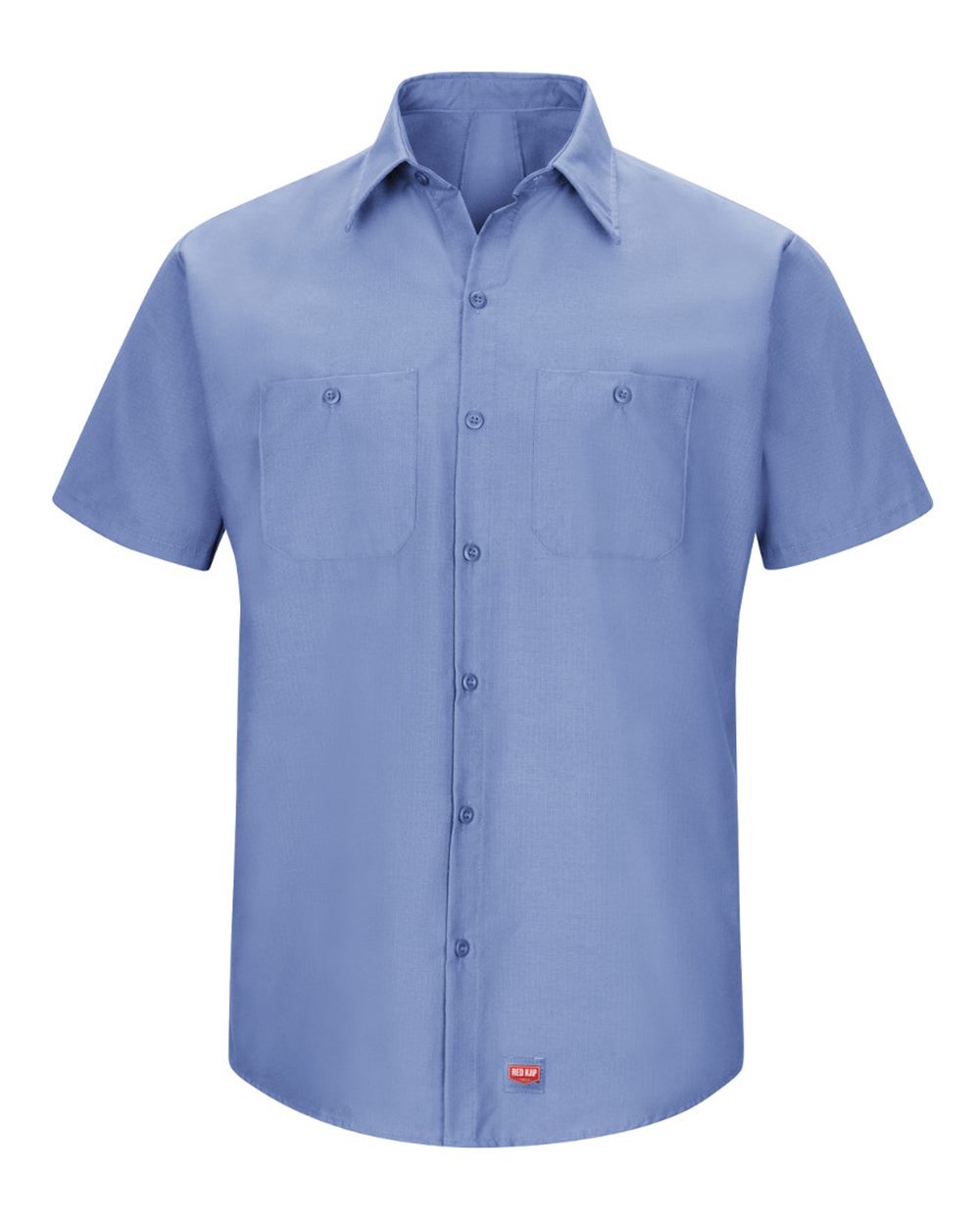 Front View of Light Blue Mimix™ Short Sleeve Work Shirt - SX20