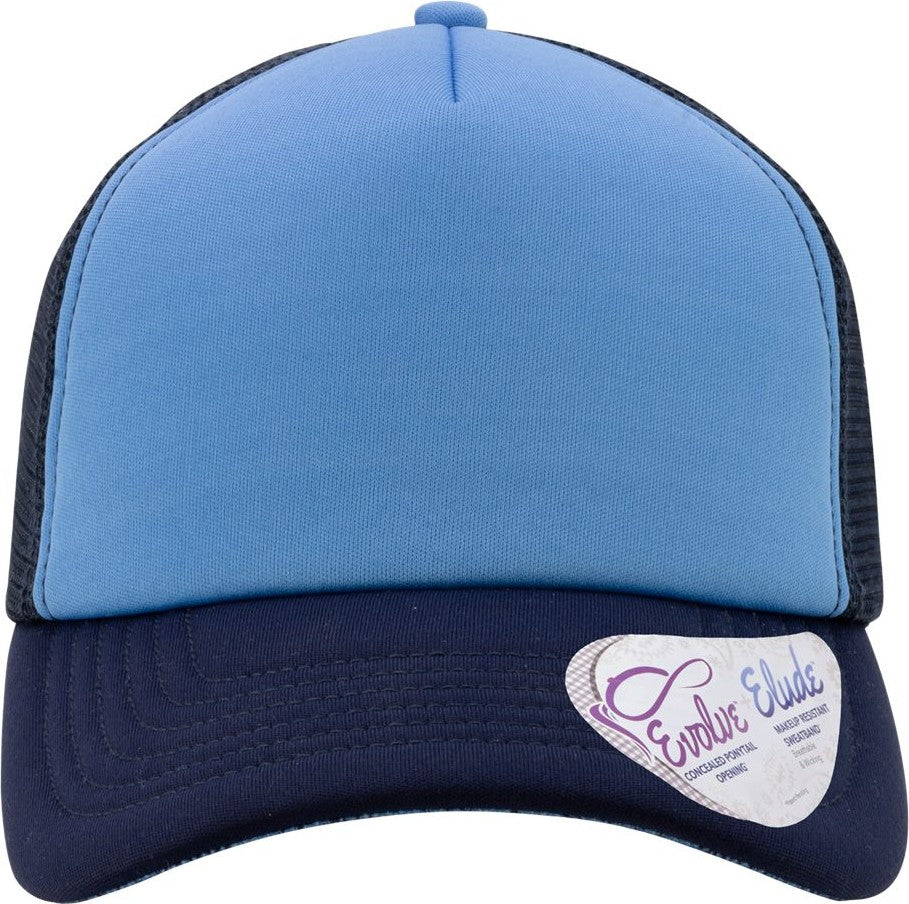 Light Blue/ Navy/ Navy/ Graffiti Women's Foam Trucker Cap - ROSIE