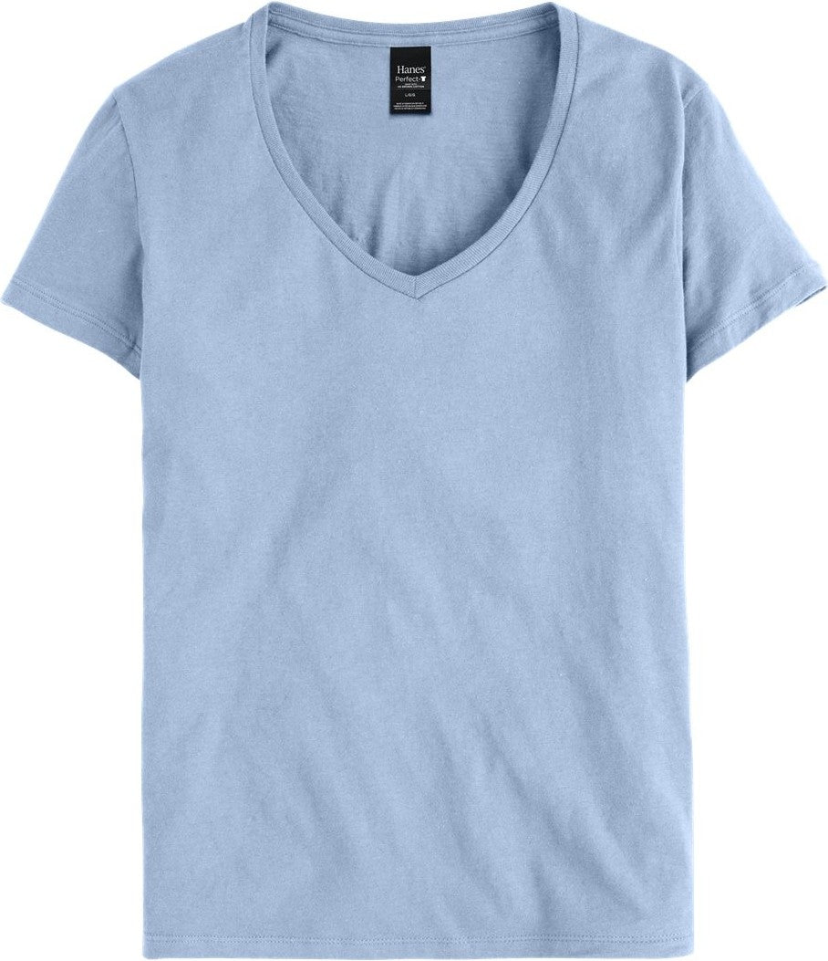 Front View of Light Blue Perfect-T Women’s V-Neck T-Shirt - S04V