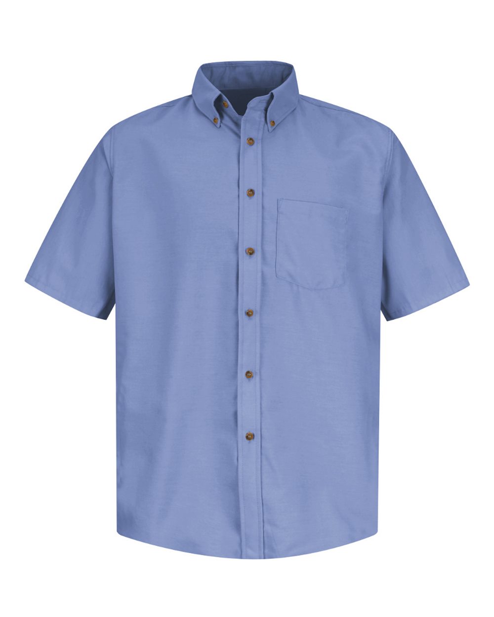Front View of Light Blue Poplin Short Sleeve Dress Shirt - SP80