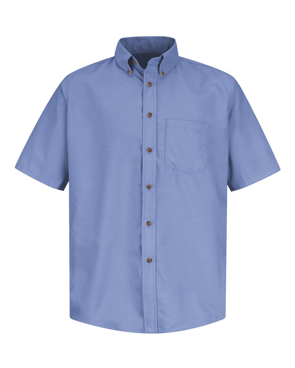 Front View of Light Blue Poplin Short Sleeve Dress Shirt - Tall Sizes - SP80T