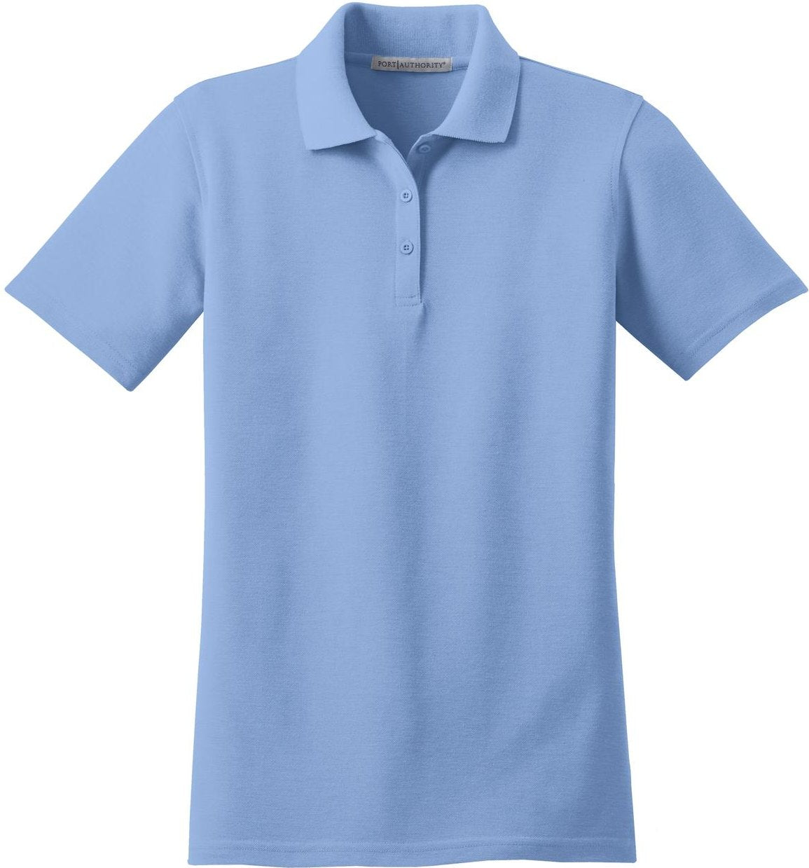 Front View of Light Blue Port Authority Women's Stain-Resistant Polo. L510