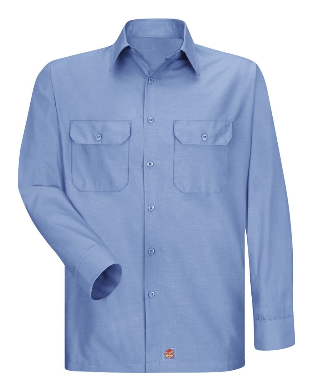 Front View of Light Blue Ripstop Long Sleeve Shirt - Tall Sizes - SY50T