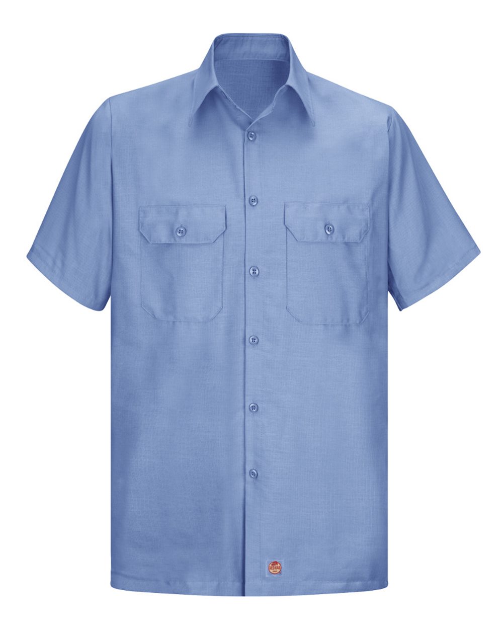 Front View of Light Blue Ripstop Short Sleeve Work Shirt - SY60