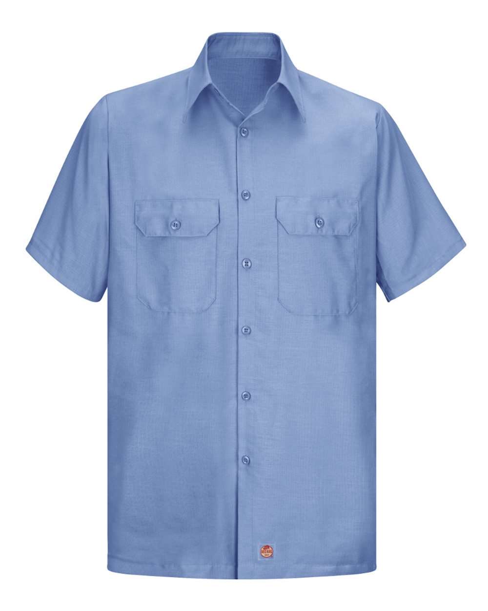 Front View of Light Blue Ripstop Short Sleeve Work Shirt - Tall Sizes - SY60T