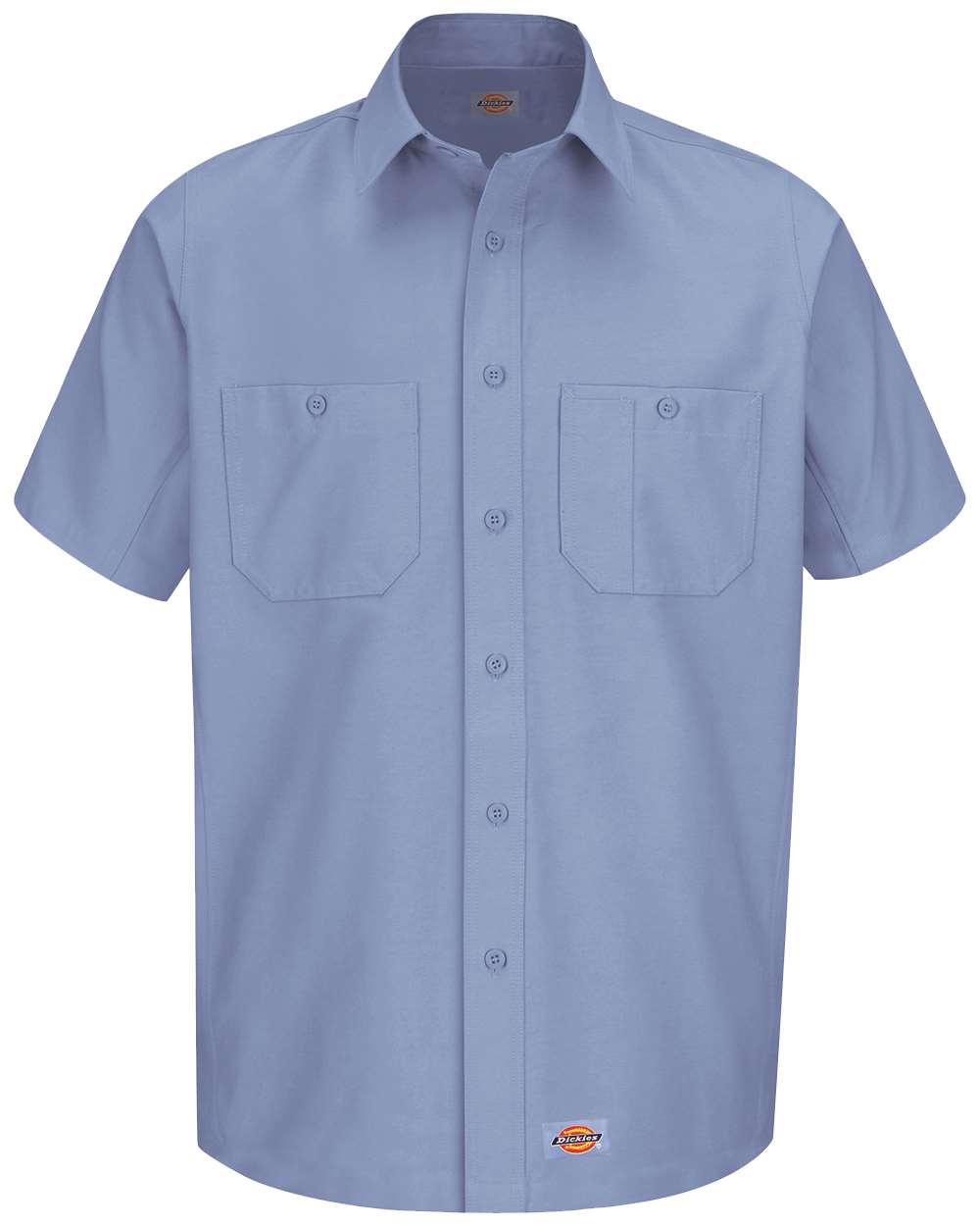 Front View of Light Blue Short Sleeve Work Shirt - WS20