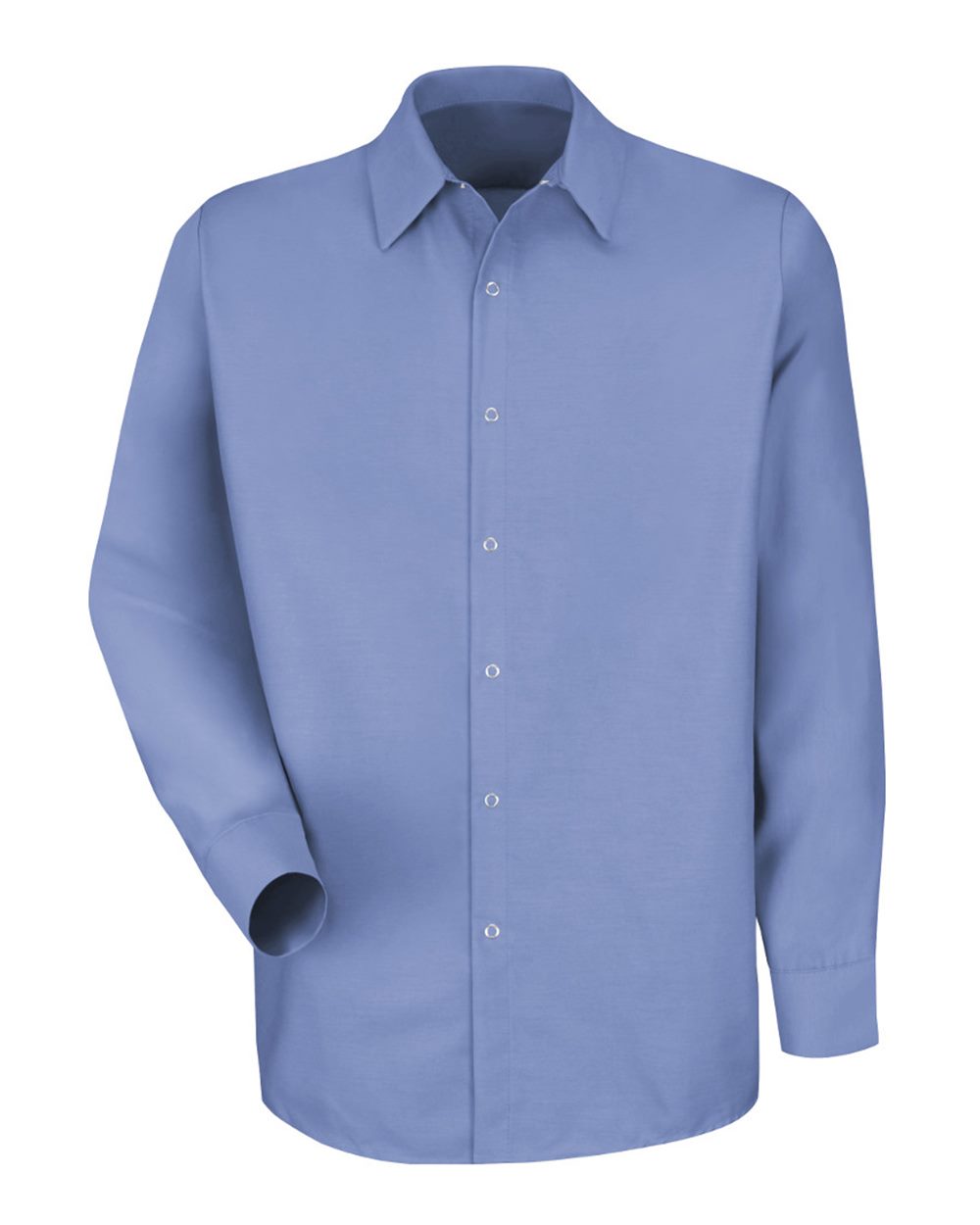 Front View of Light Blue Specialized Pocketless Long Sleeve Work Shirt - SP16