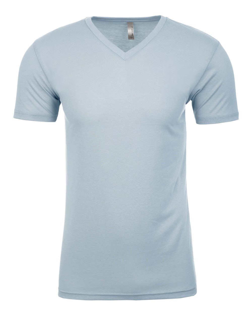 Front View of Light Blue Sueded V-Neck T-Shirt - 6440