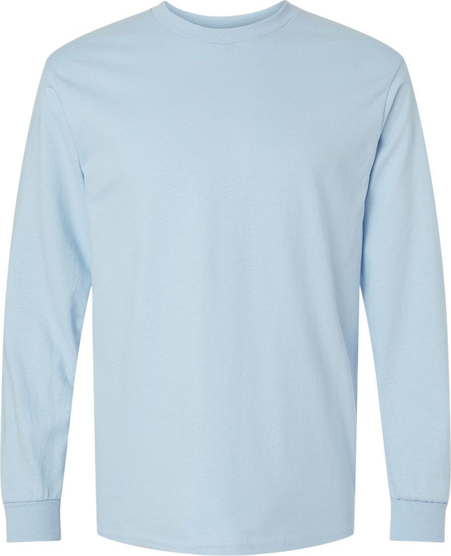 Front View of Light Blue Ultra Cotton® Long Sleeve T-Shirt - 2400
