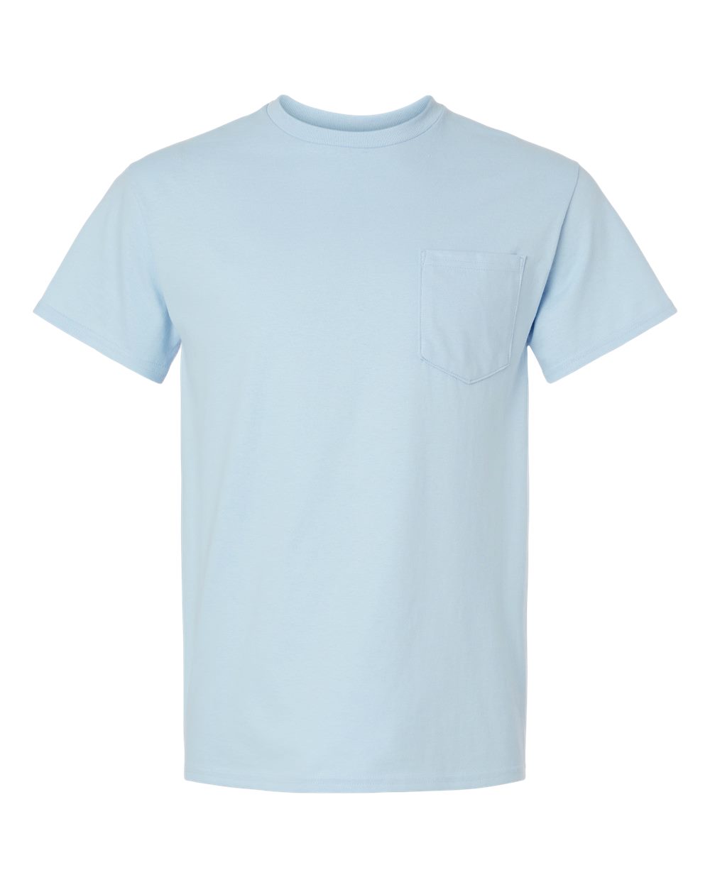 Front View of Light Blue Ultra Cotton® Pocket T-Shirt - 2300