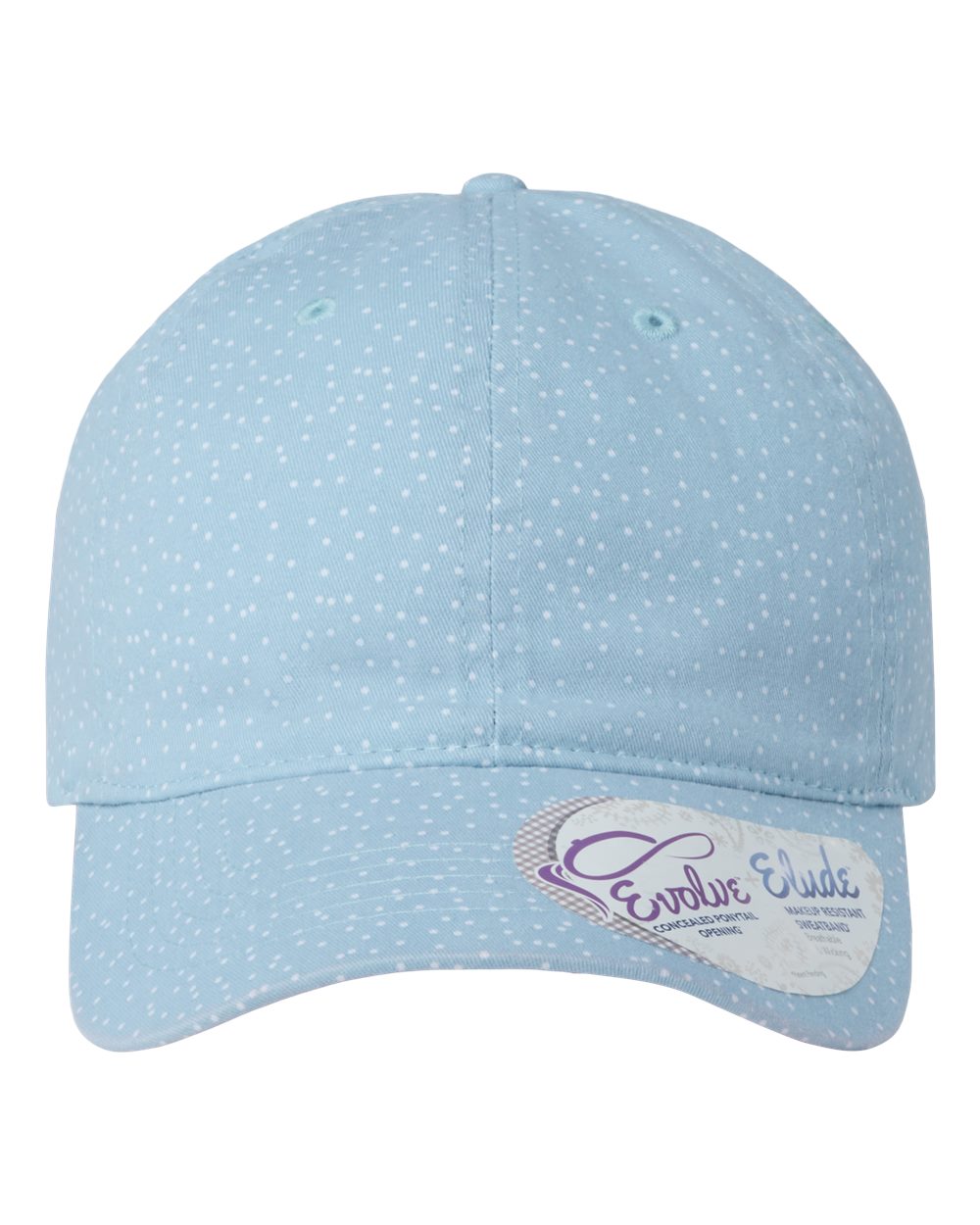 Light Blue/ White Polka Dots Women's Garment-Washed Fashion Print Cap - HATTIE