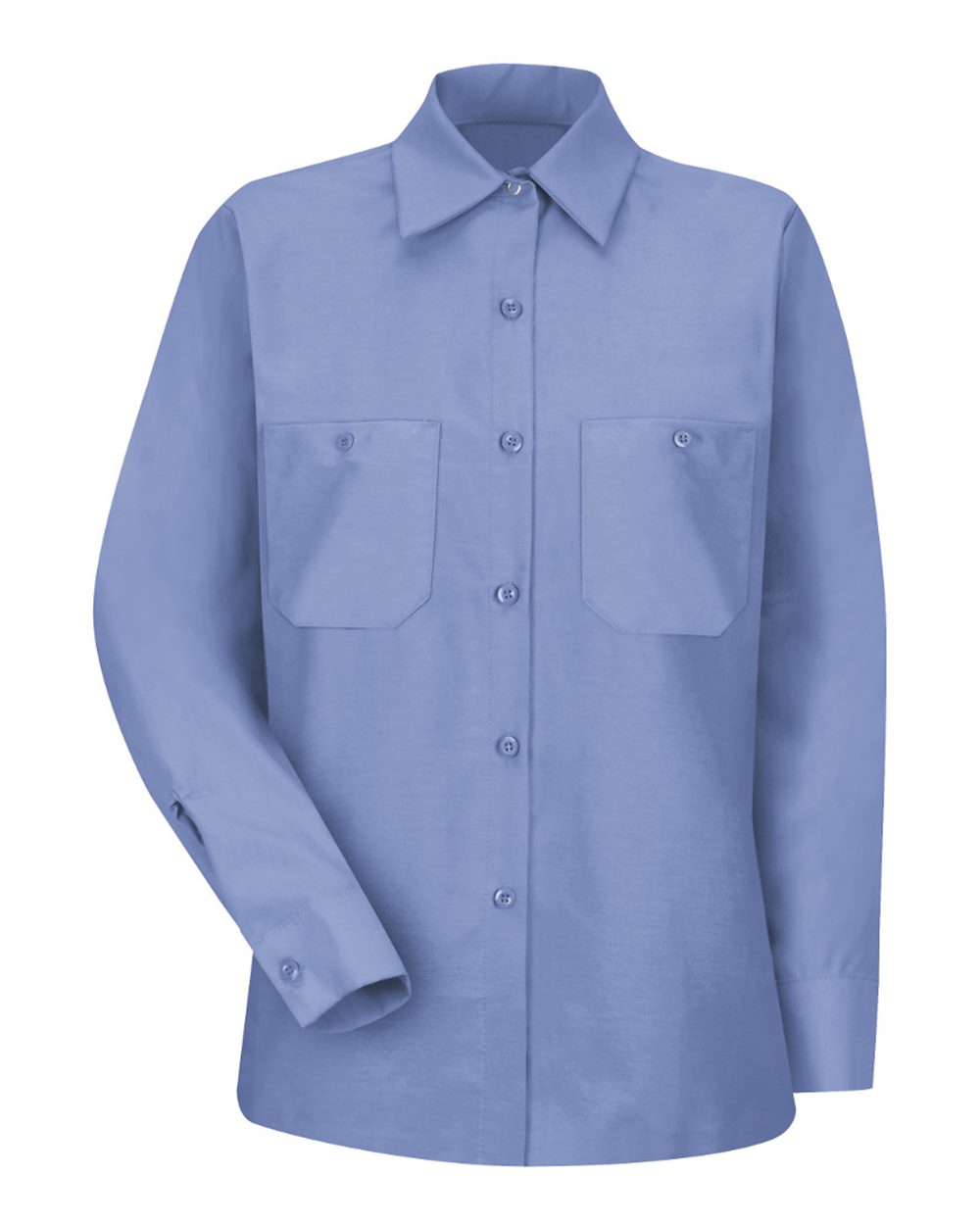 Front View of Light Blue Women's Industrial Work Shirt - SP13