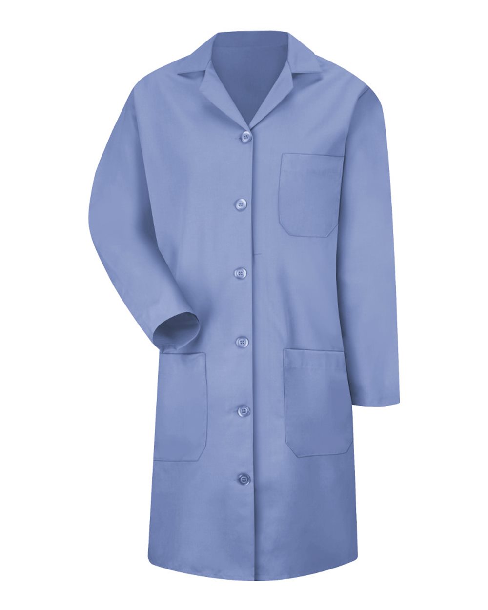 Front View of Light Blue Women's Lab Coat - KP13