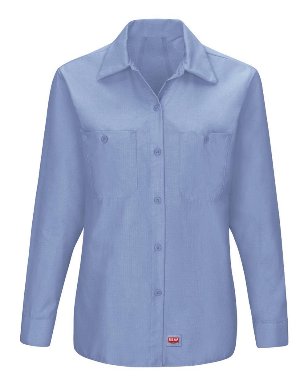 Front View of Light Blue Women's Long Sleeve Mimix Work Shirt - SX11
