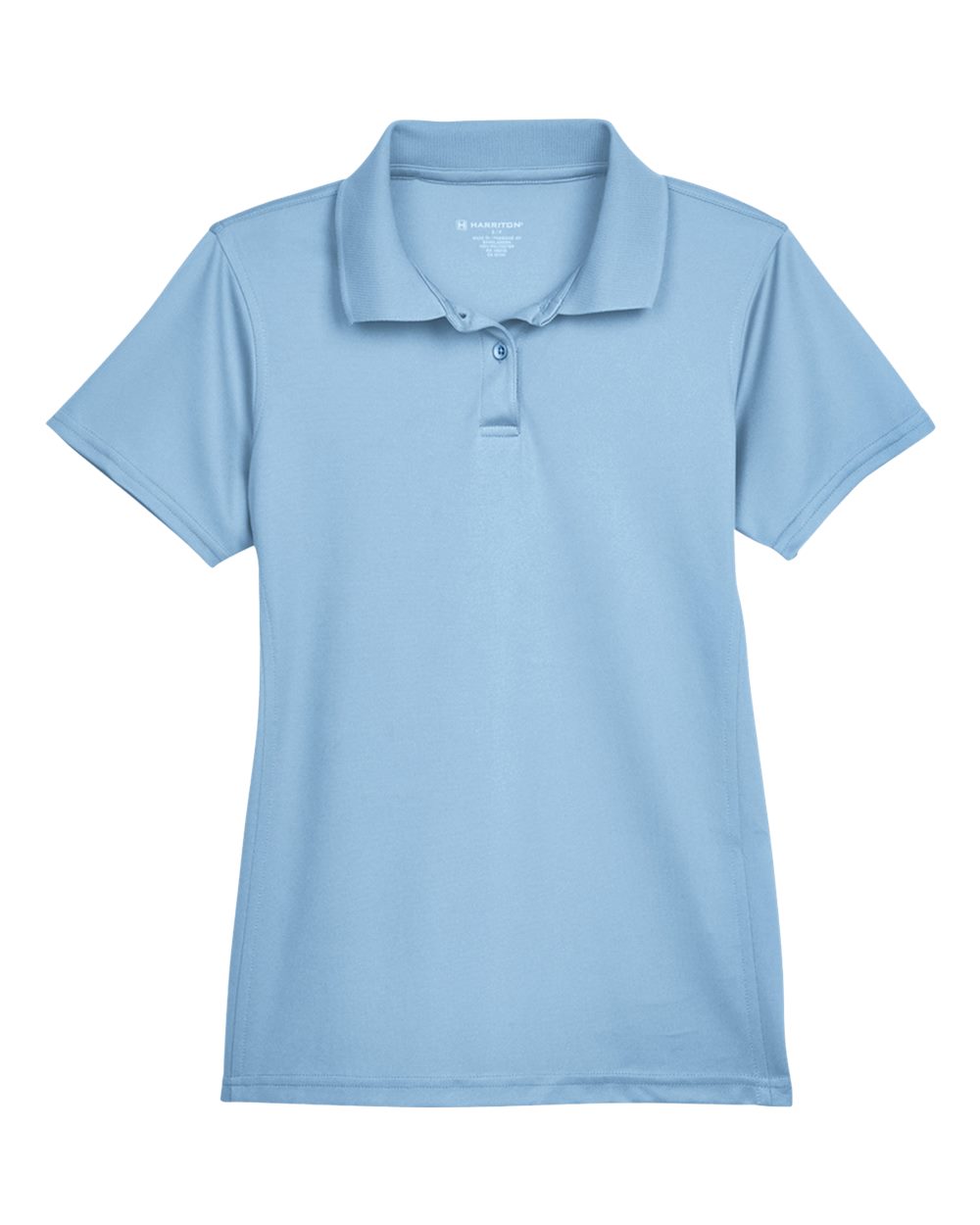 Front View of Light Blue Women's Polyester Jersey Polo - M315W