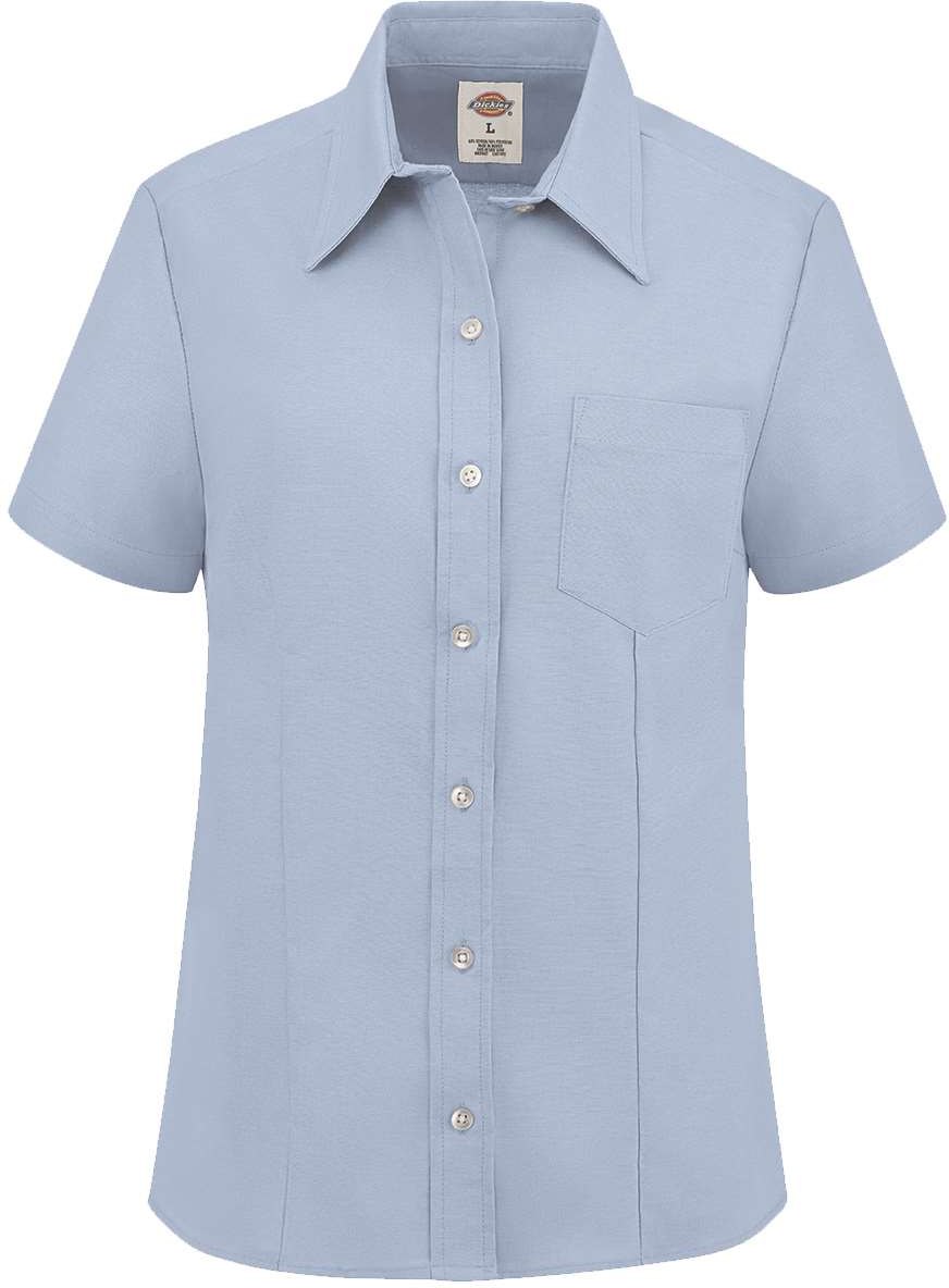 Light Blue Women's Short Sleeve Stretch Oxford Shirt - S254