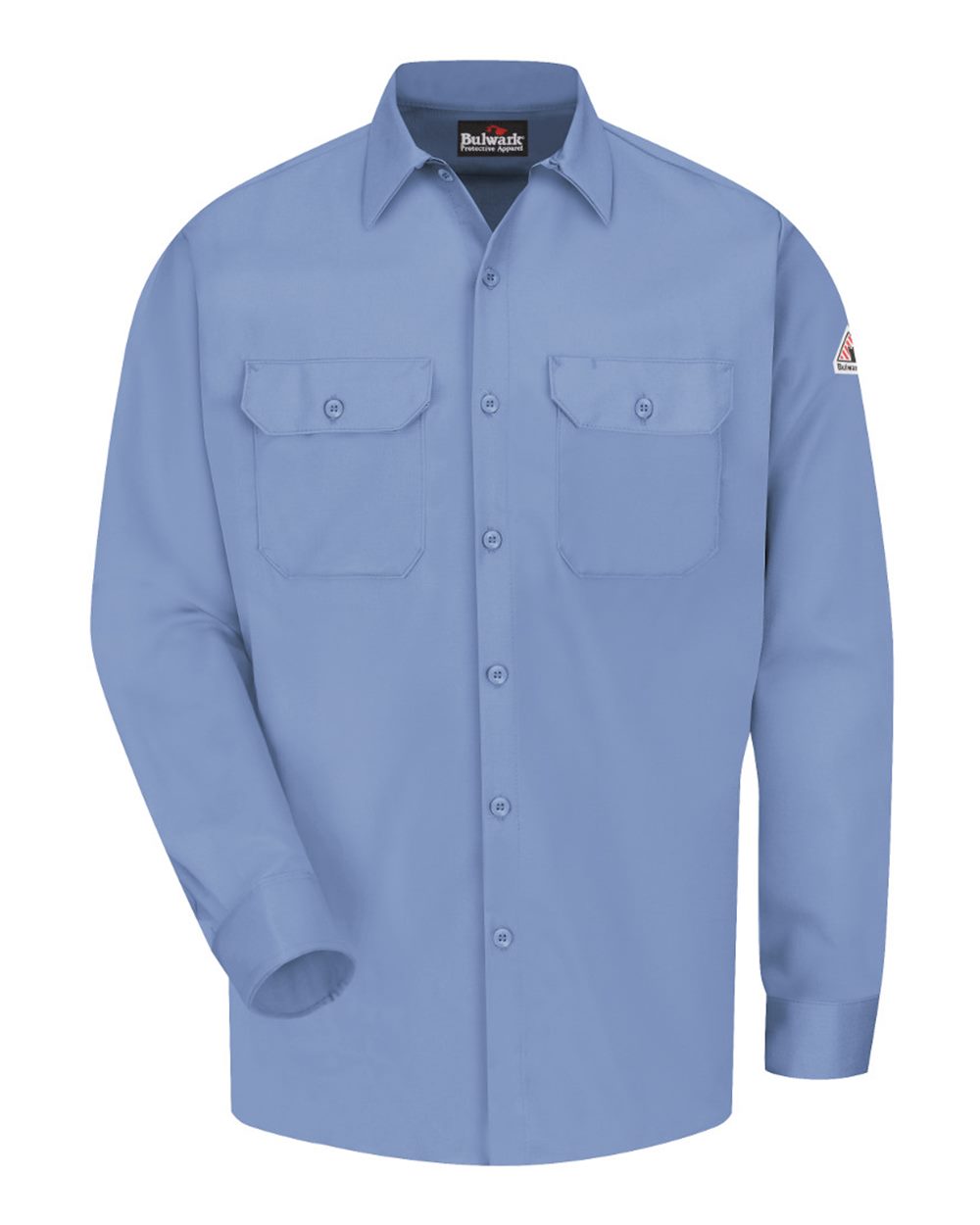 Front View of Light Blue Work Shirt - EXCEL FR® ComforTouch - SLW2 plain