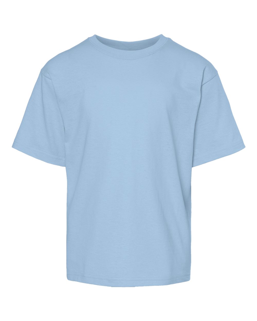 Front View of Light Blue Youth Gold Soft Touch T-Shirt - 4850