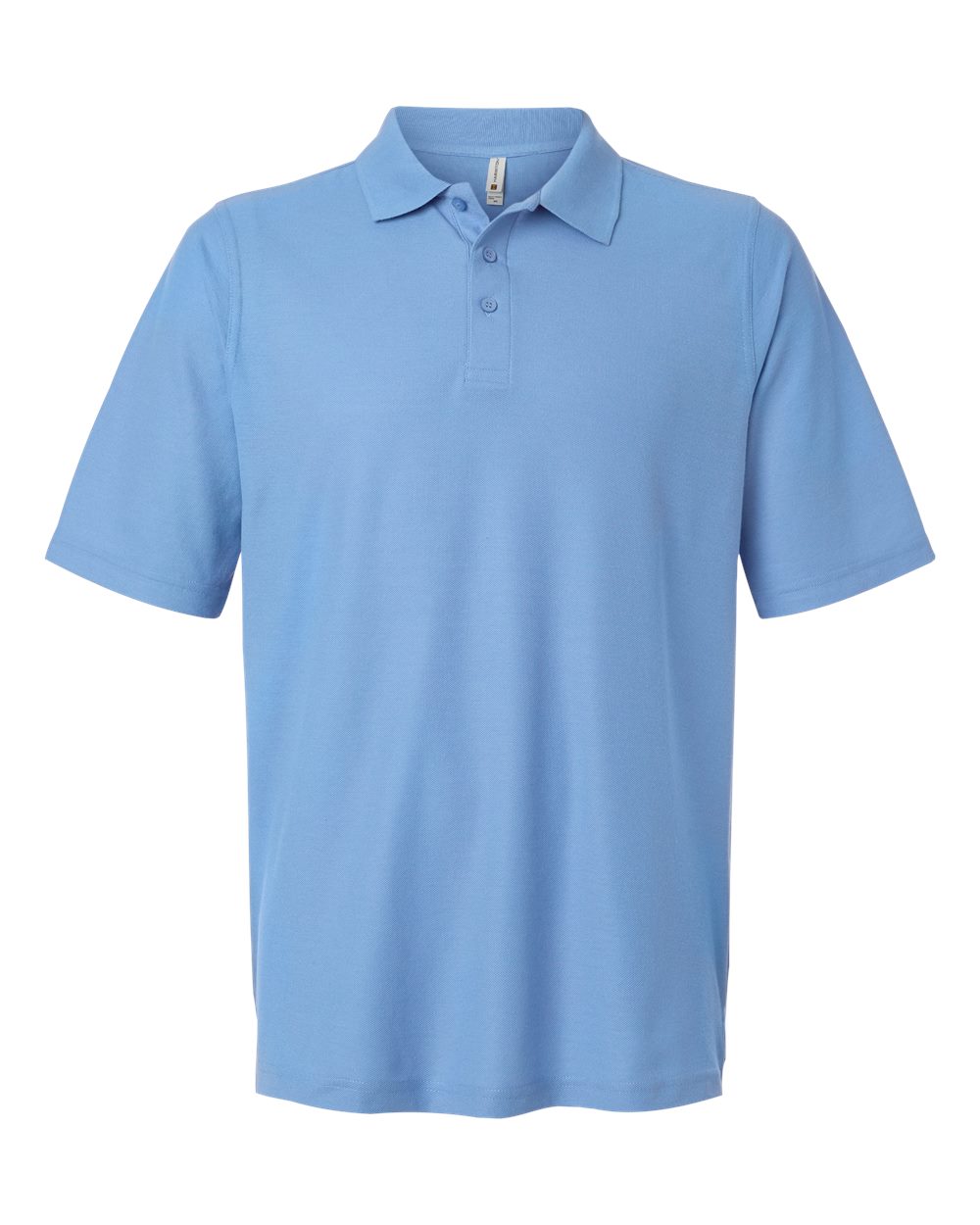 Front View of Light College Blue Men's Maverick CVC Pique Polo - M105