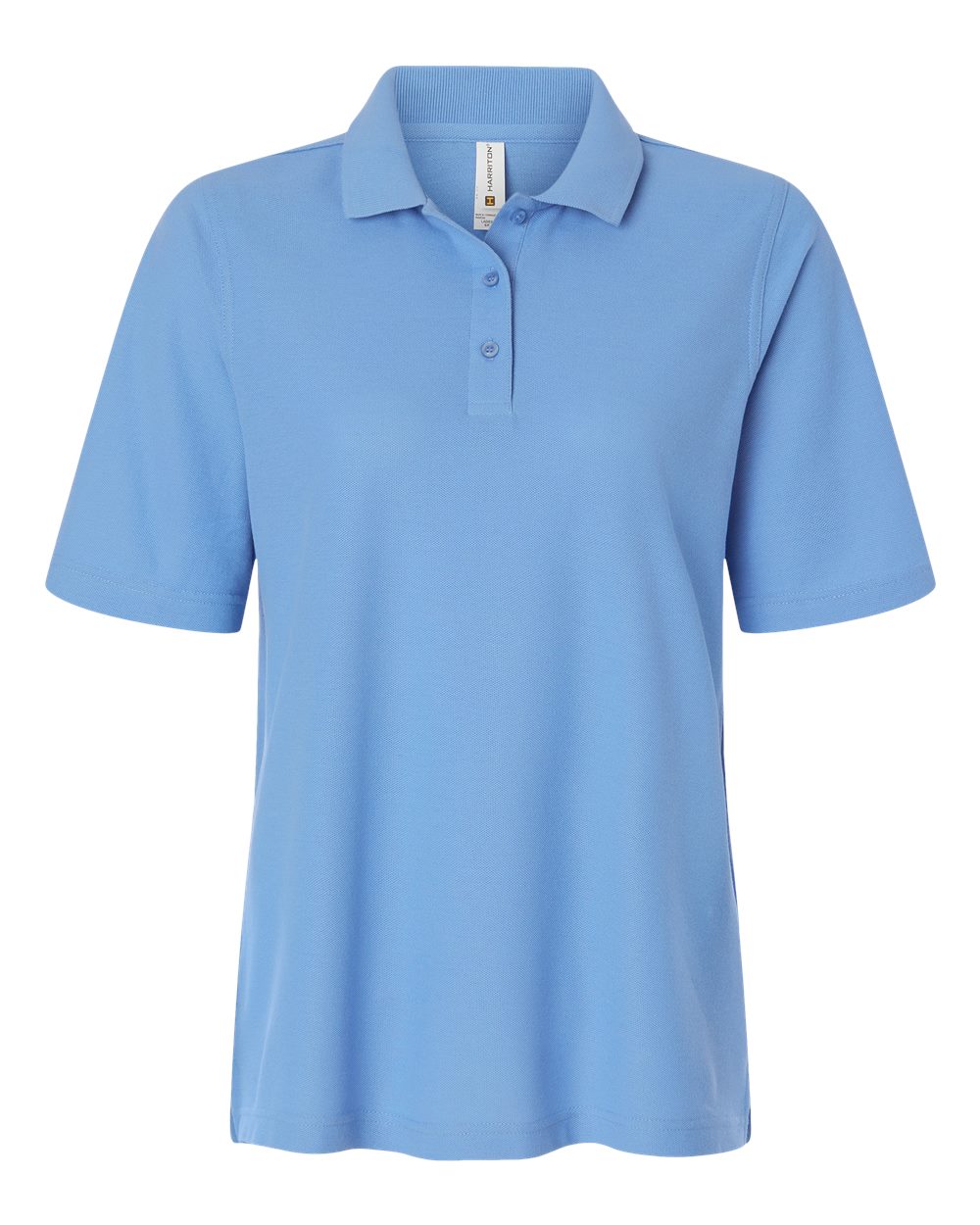 Front View of Light College Blue Women's Maverick CVC Pique Polo - M105W