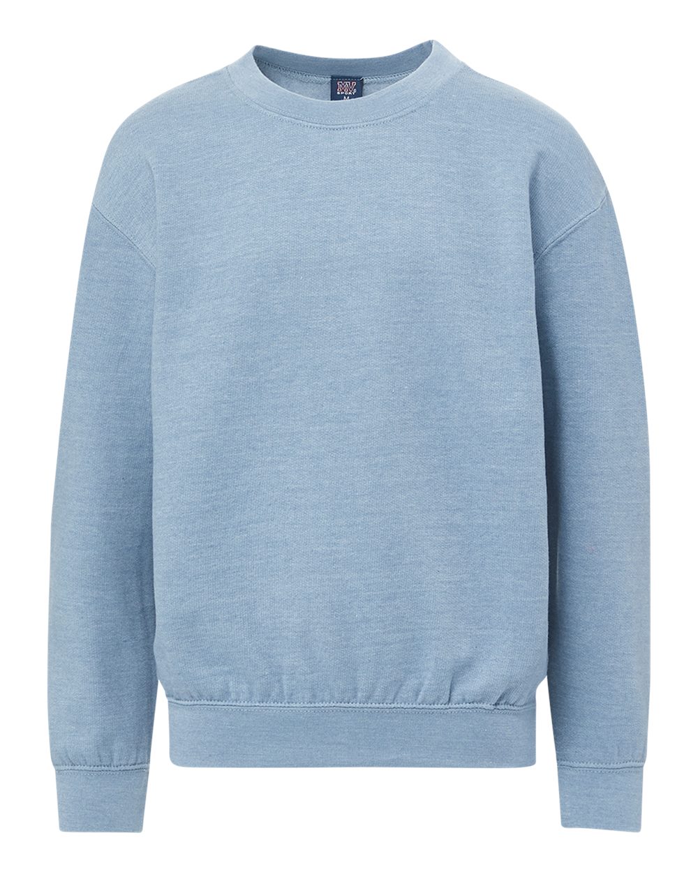 Front View of Light Denim Heather Youth Buddy Crewneck Sweatshirt - 23154Y plain